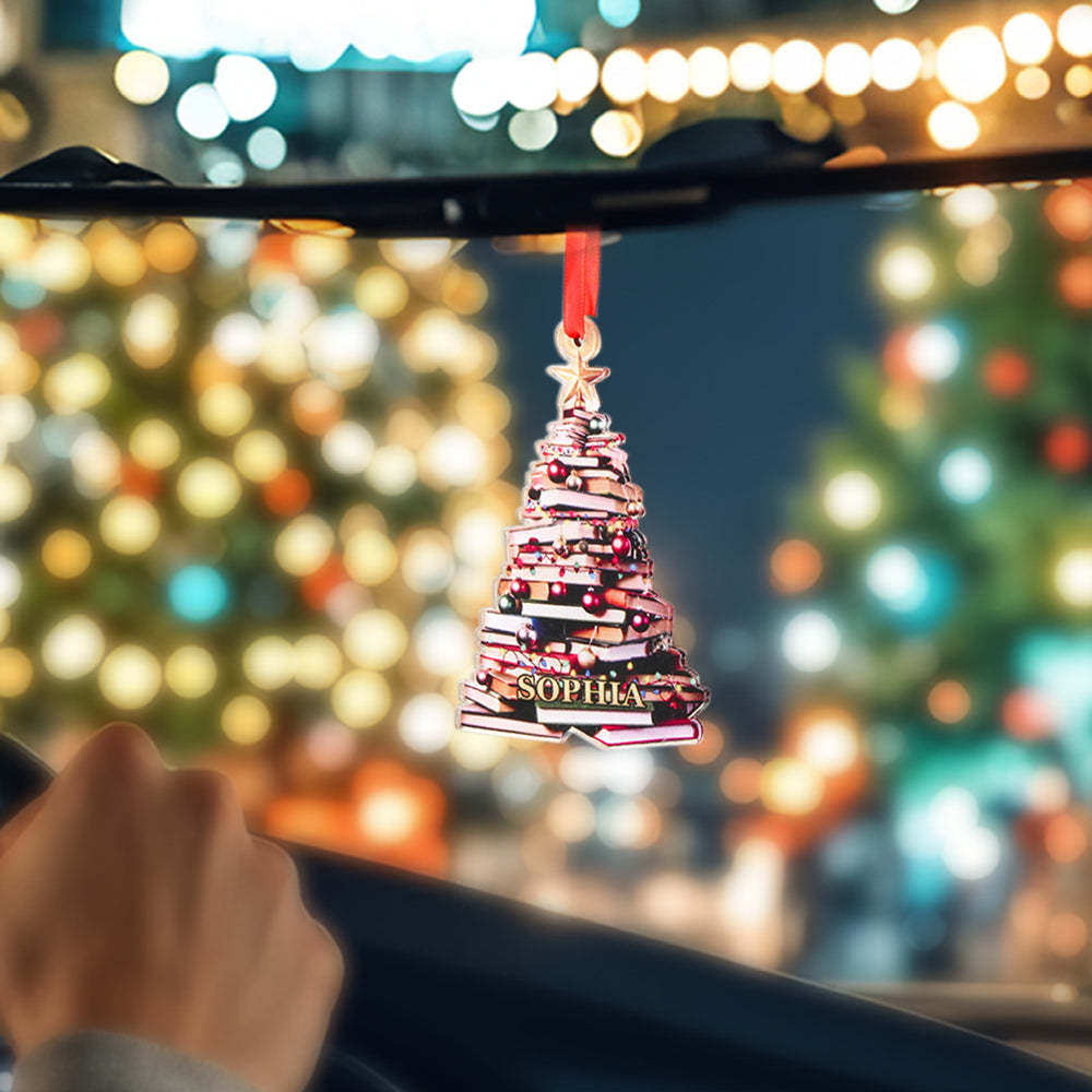Personalized Christmas Book Tree Name Ornament Christmas Decoration Gift for Book Lover - CustomPhotoWallet