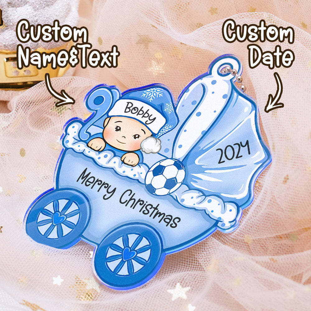 Personalized Baby's First Christmas Ornament Baby Carriage Ornament Gift for Baby - CustomPhotoWallet