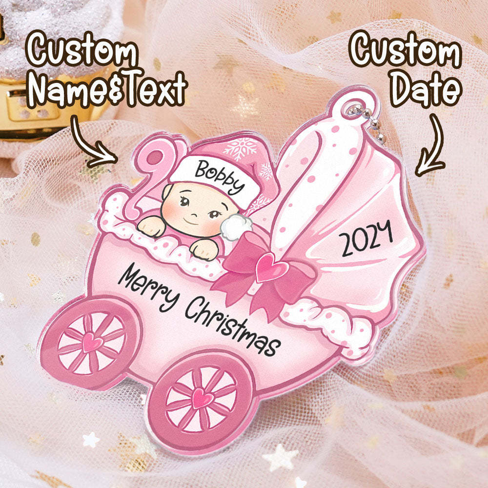 Personalized Baby's First Christmas Ornament Baby Carriage Ornament Gift for Baby - CustomPhotoWallet