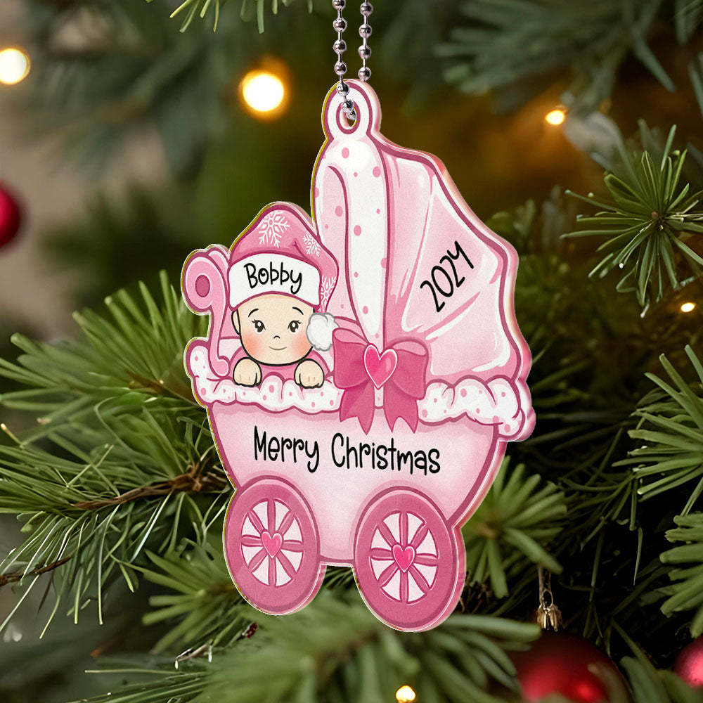 Personalized Baby's First Christmas Ornament Baby Carriage Ornament Gift for Baby - CustomPhotoWallet