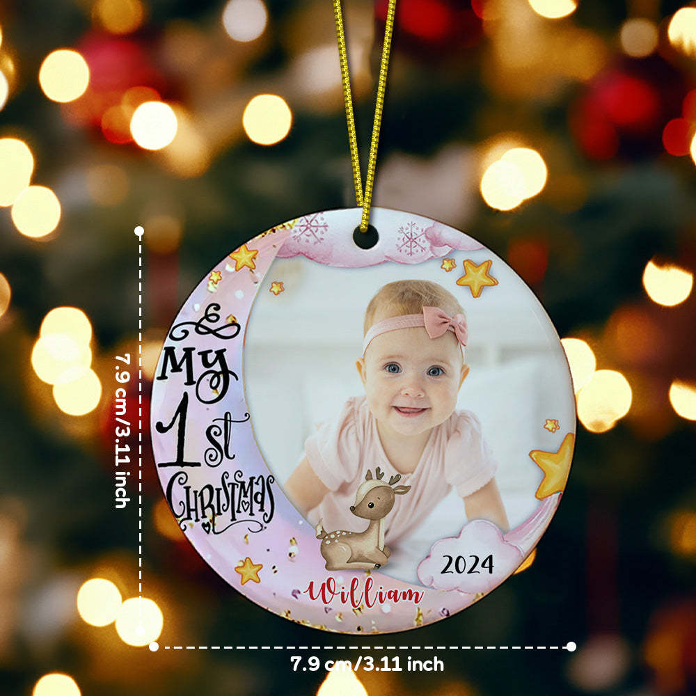 Personalized First Christmas Ornament with Photo Animal Christmas Ornament Gift for Baby - CustomPhotoWallet