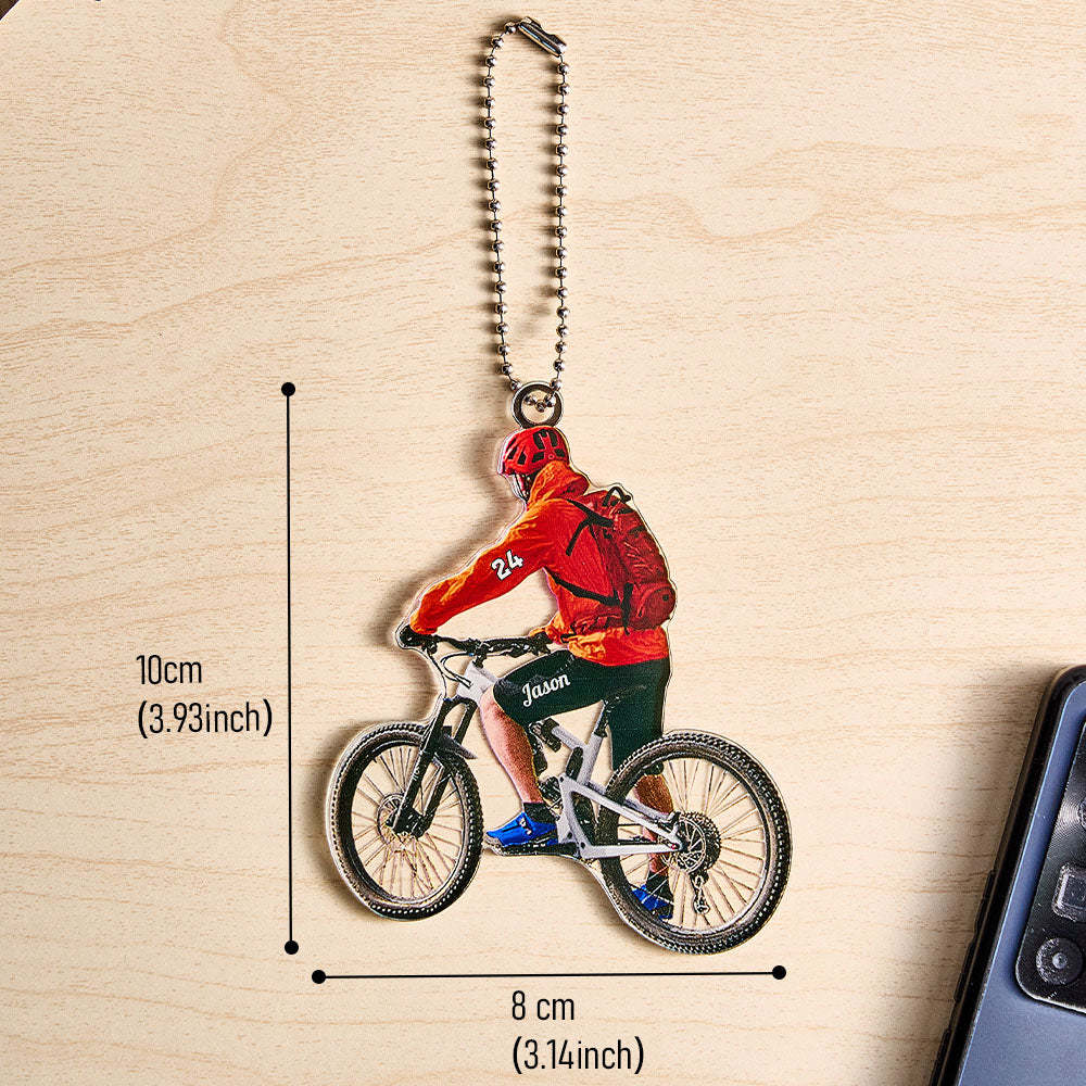 Personalized Mountain Biking Ornament with Name Acrylic Biker Ornament Gift for Cycling Lover -