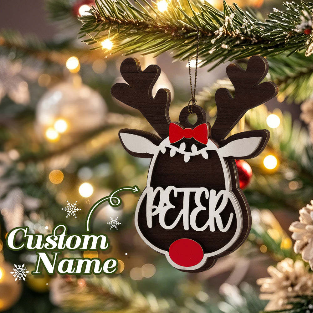 Personalized Reindeer Ornament with Name Christmas Tree Decorations Gift -