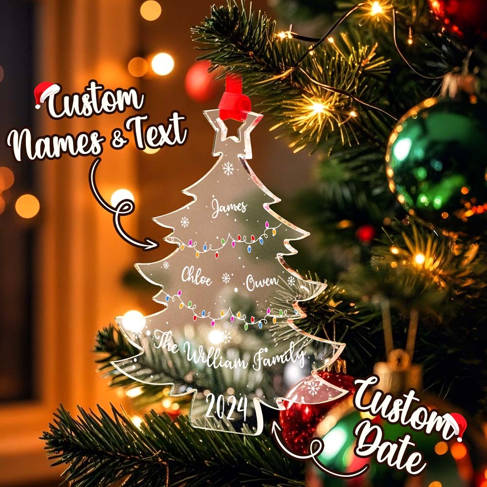 Personalized Christmas Tree Ornament with Family Names Acrylic Ornament for Christmas Gifts -