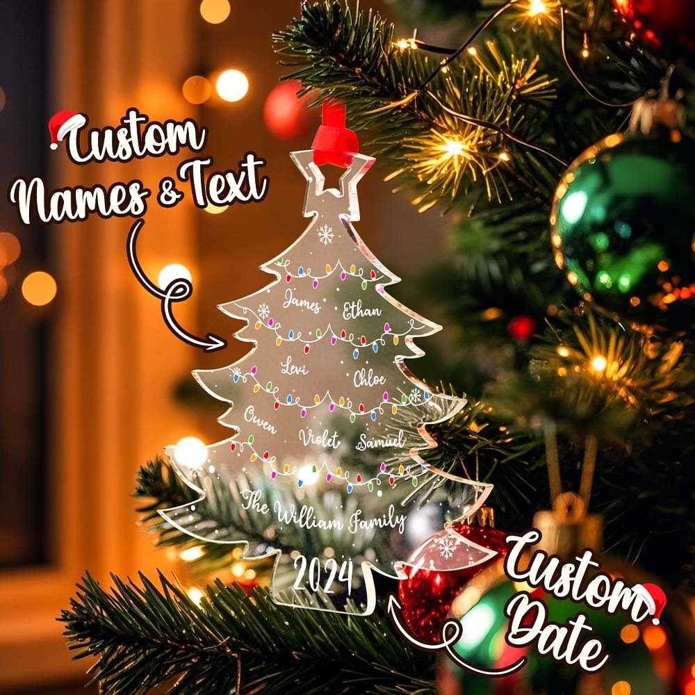 Personalized Christmas Tree Ornament with Family Names Acrylic Ornament for Christmas Gifts -