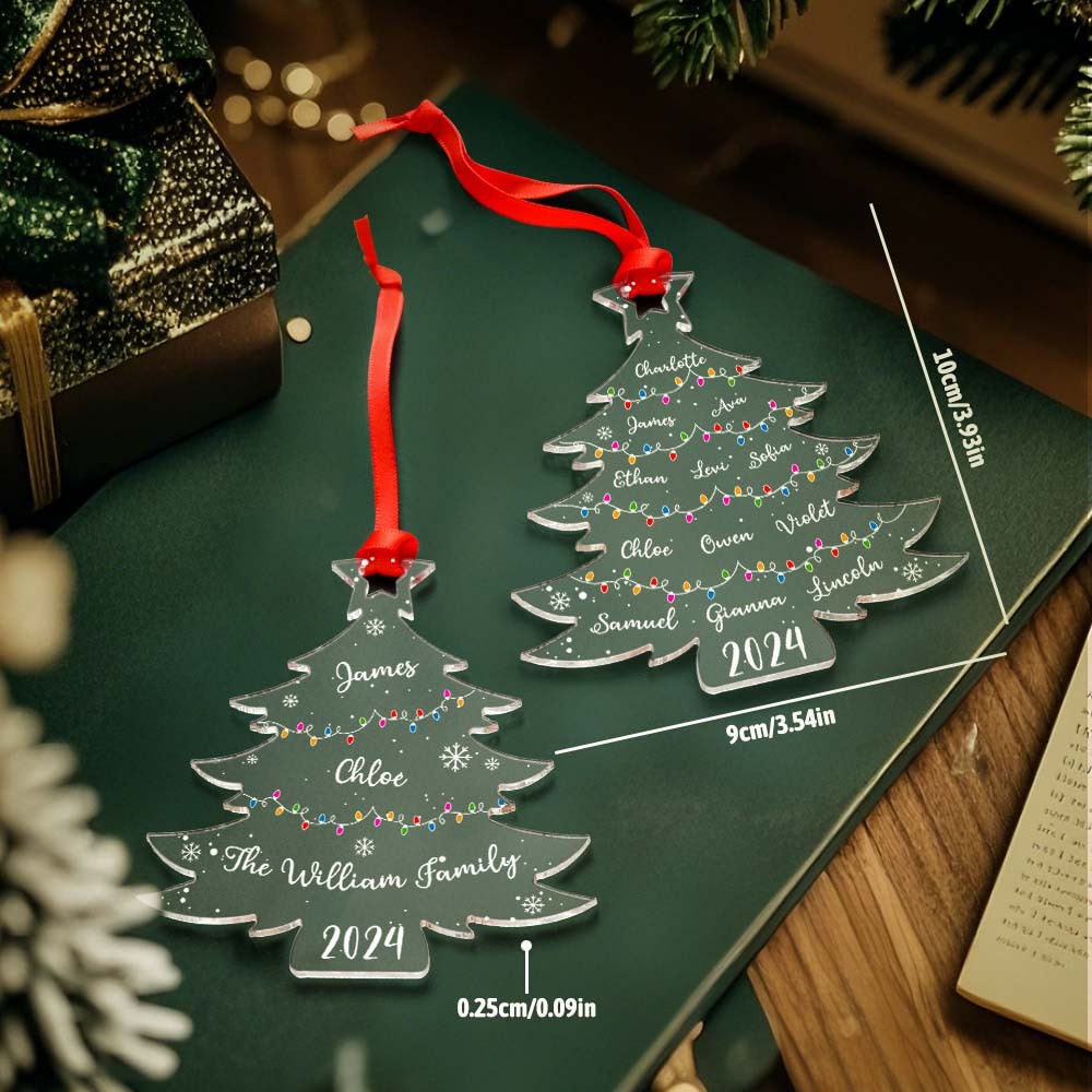 Personalized Christmas Tree Ornament with Family Names Acrylic Ornament for Christmas Gifts -