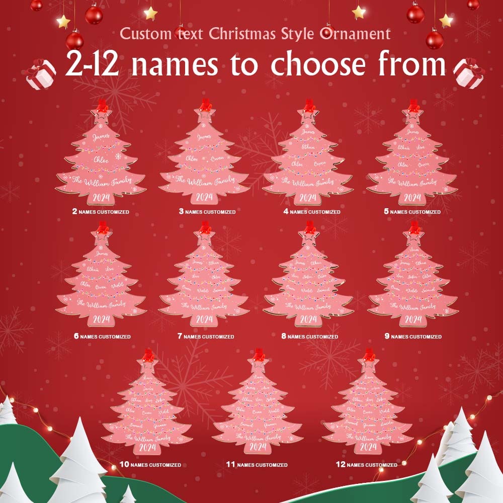 Personalized Christmas Tree Ornament with Family Names Acrylic Ornament for Christmas Gifts -