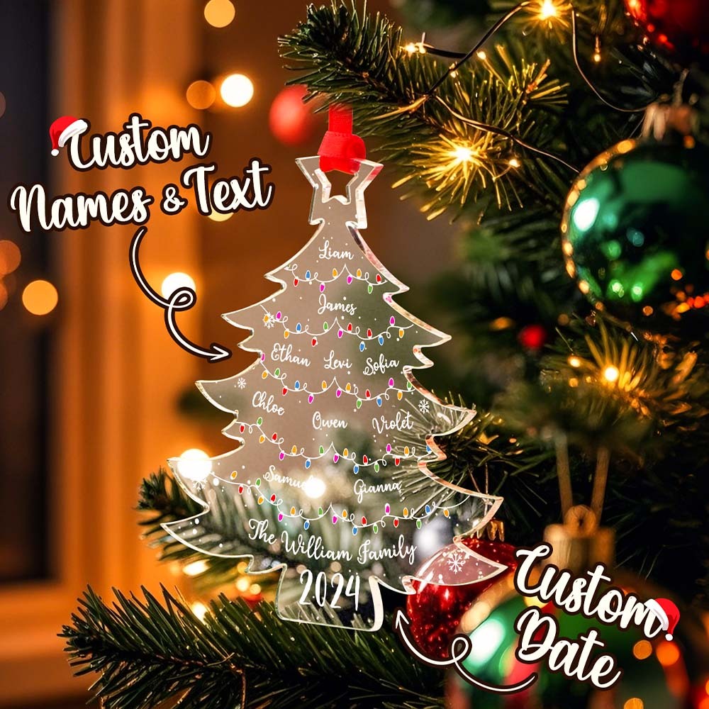 Personalized Christmas Tree Ornament with Family Names Acrylic Ornament for Christmas Gifts -
