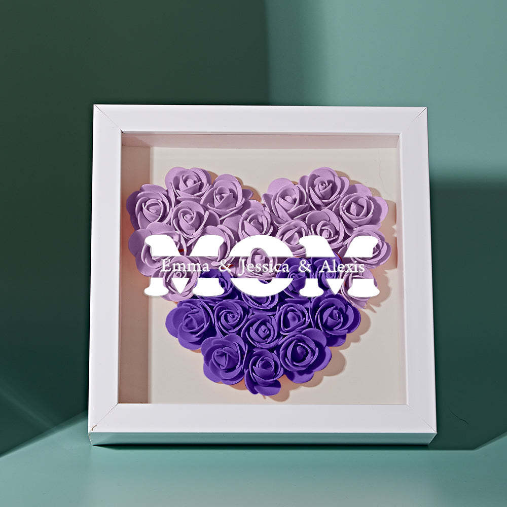 Custom Name Flower Shadow Box Frame Mother's Day Gift - CustomPhotoWallet