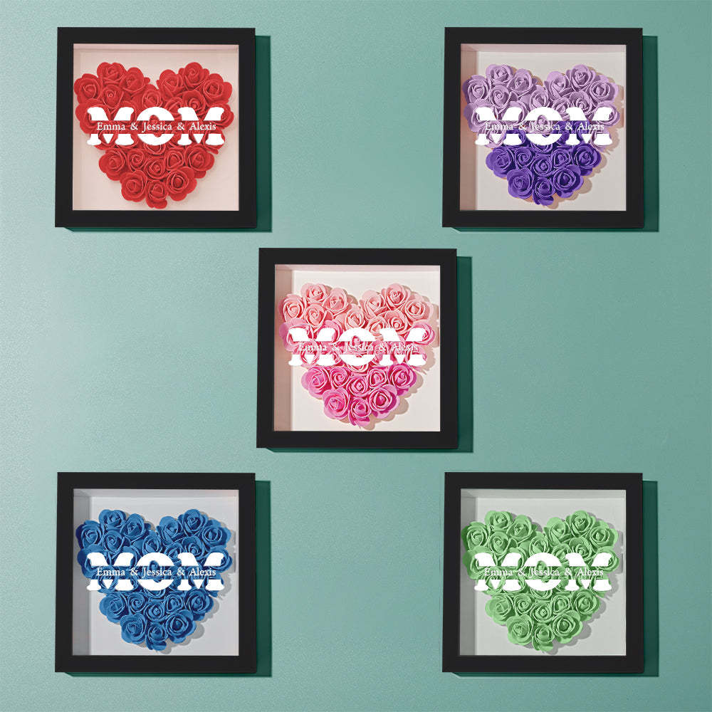 Custom Name Flower Shadow Box Frame Mother's Day Gift - CustomPhotoWallet