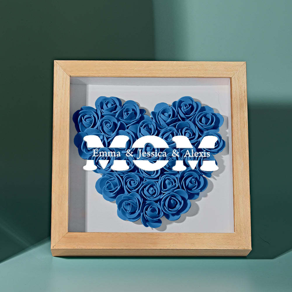 Custom Name Flower Shadow Box Frame Mother's Day Gift - CustomPhotoWallet