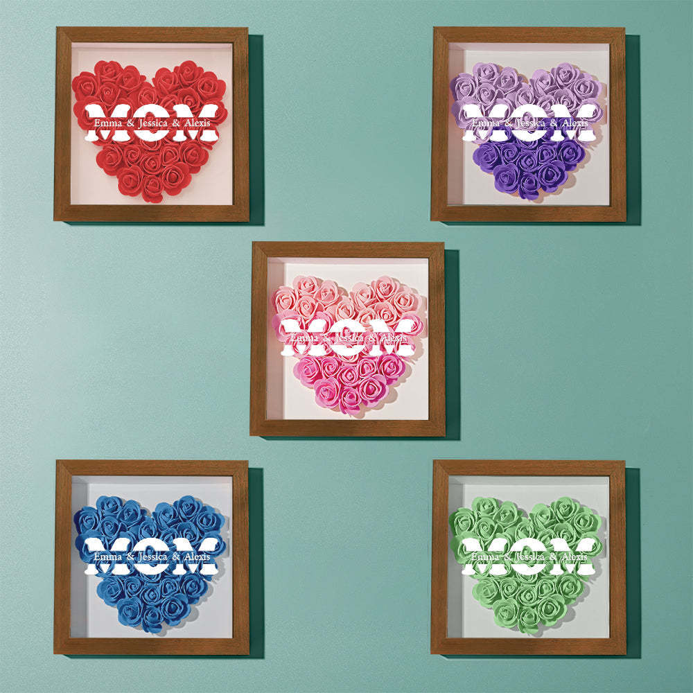 Custom Name Flower Shadow Box Frame Mother's Day Gift - CustomPhotoWallet