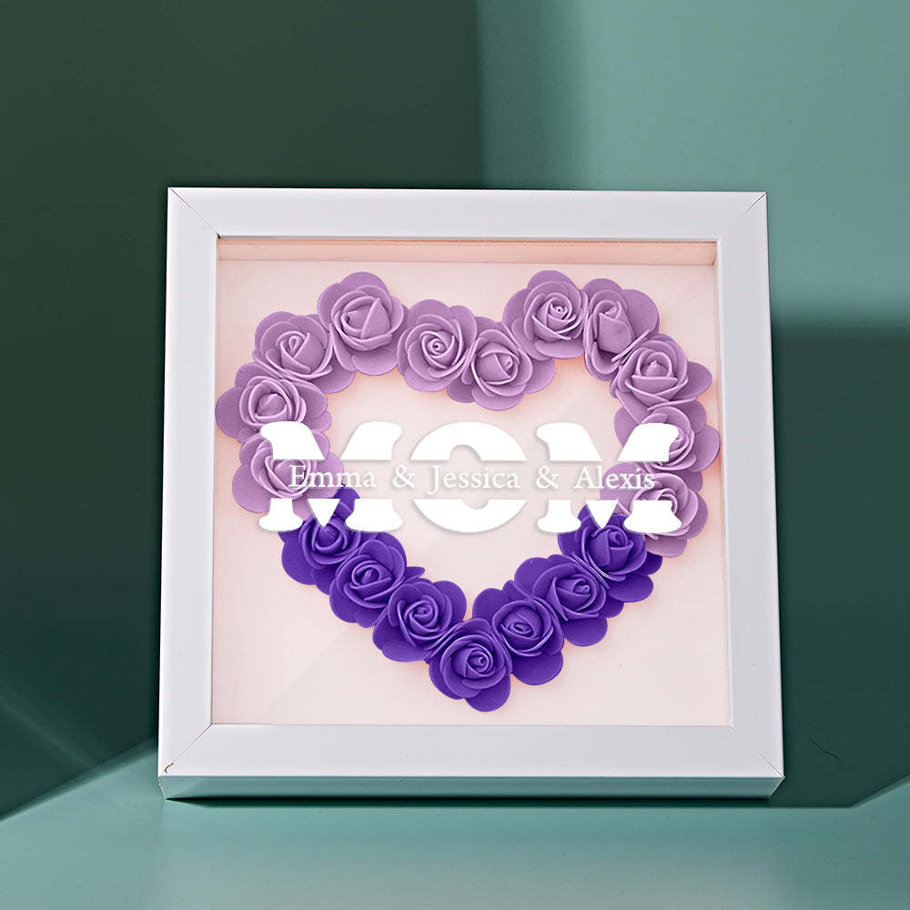 Custom Name Flower Shadow Box Frame Mother's Day Gift - CustomPhotoWallet