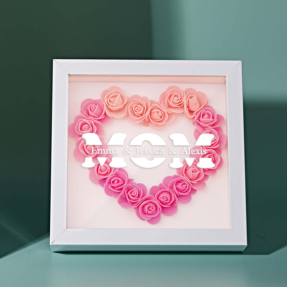 Custom Name Flower Shadow Box Frame Mother's Day Gift - CustomPhotoWallet
