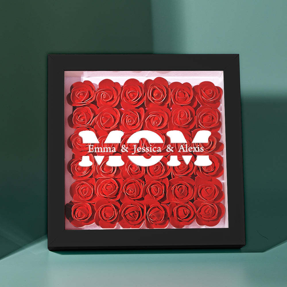 Custom Name Flower Shadow Box Frame Mother's Day Gift - CustomPhotoWallet