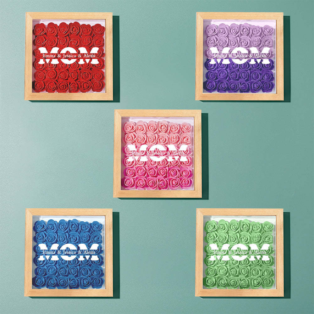 Custom Name Flower Shadow Box Frame Mother's Day Gift - CustomPhotoWallet