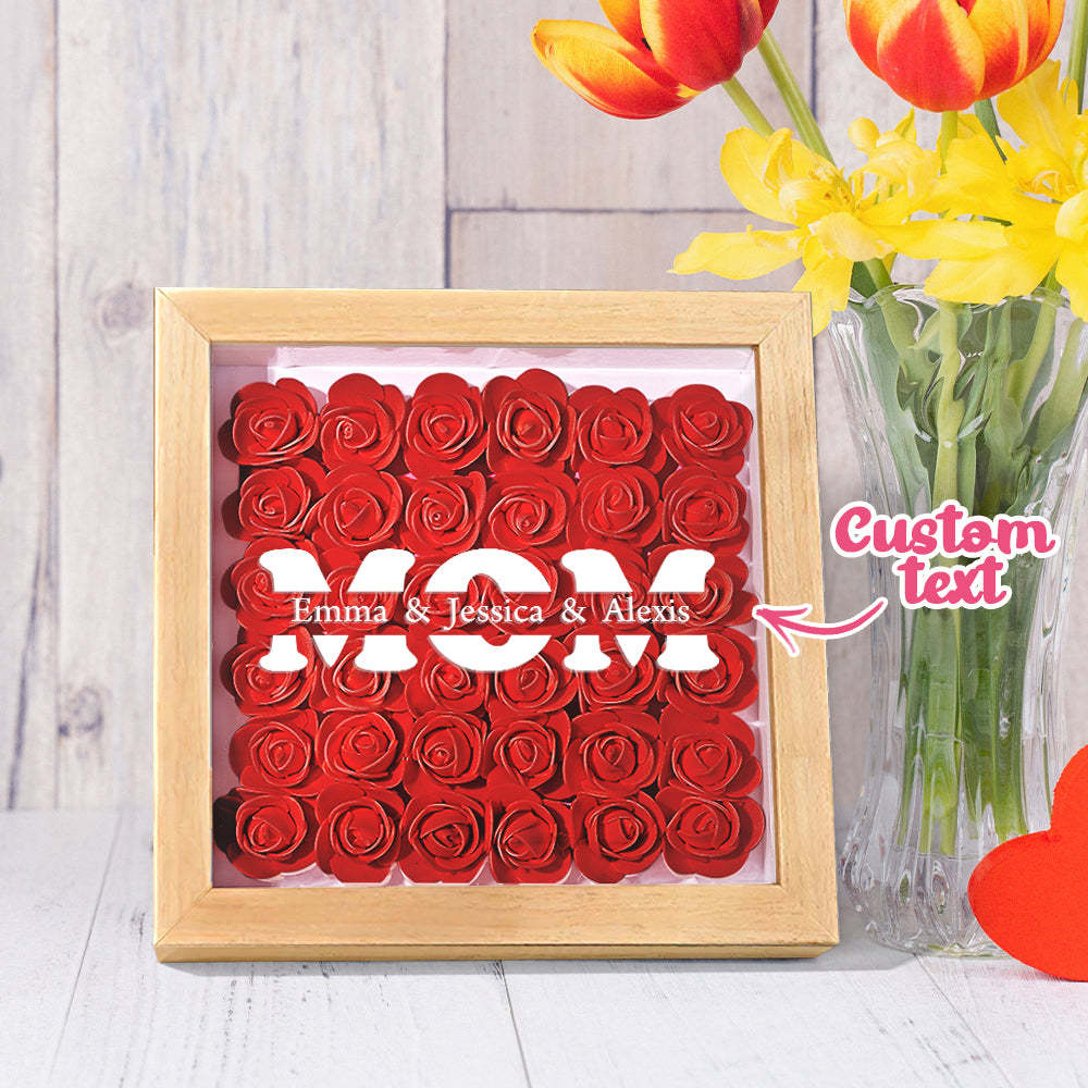 Custom Name Flower Shadow Box Frame Mother's Day Gift - CustomPhotoWallet