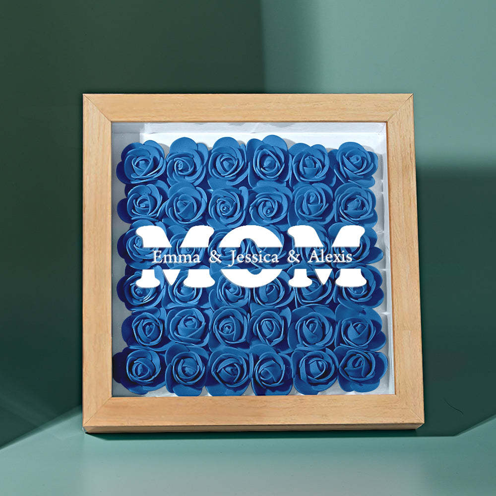 Custom Name Flower Shadow Box Frame Mother's Day Gift - CustomPhotoWallet