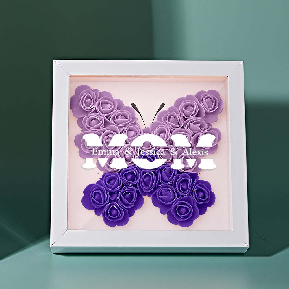 Custom Name Flower Shadow Box Frame Mother's Day Gift - CustomPhotoWallet