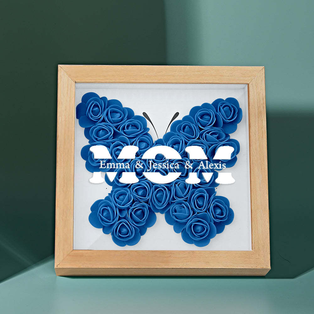 Custom Name Flower Shadow Box Frame Mother's Day Gift - CustomPhotoWallet