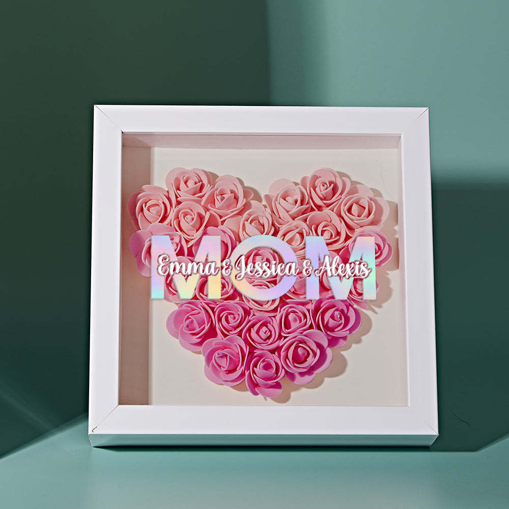 Custom Flower Shadow Box Frame with Name Mother's Day Gift - CustomPhotoWallet