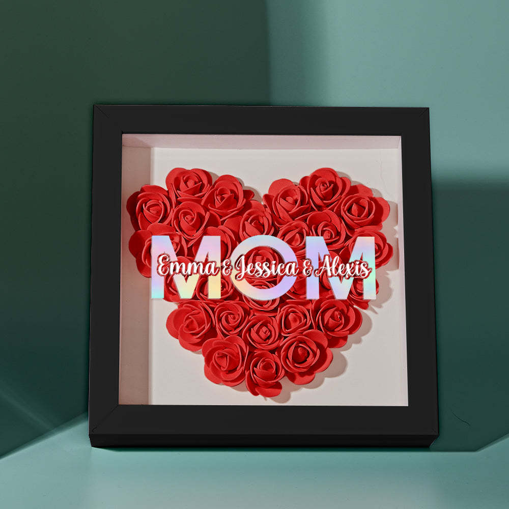 Custom Flower Shadow Box Frame with Name Mother's Day Gift - CustomPhotoWallet