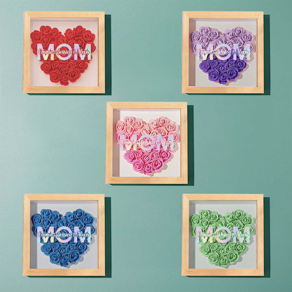 Custom Flower Shadow Box Frame with Name Mother's Day Gift - CustomPhotoWallet