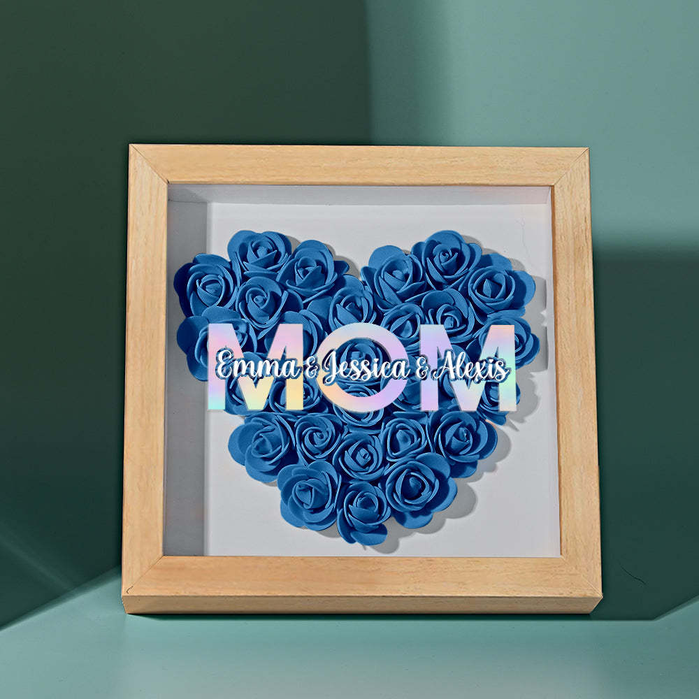 Custom Flower Shadow Box Frame with Name Mother's Day Gift - CustomPhotoWallet