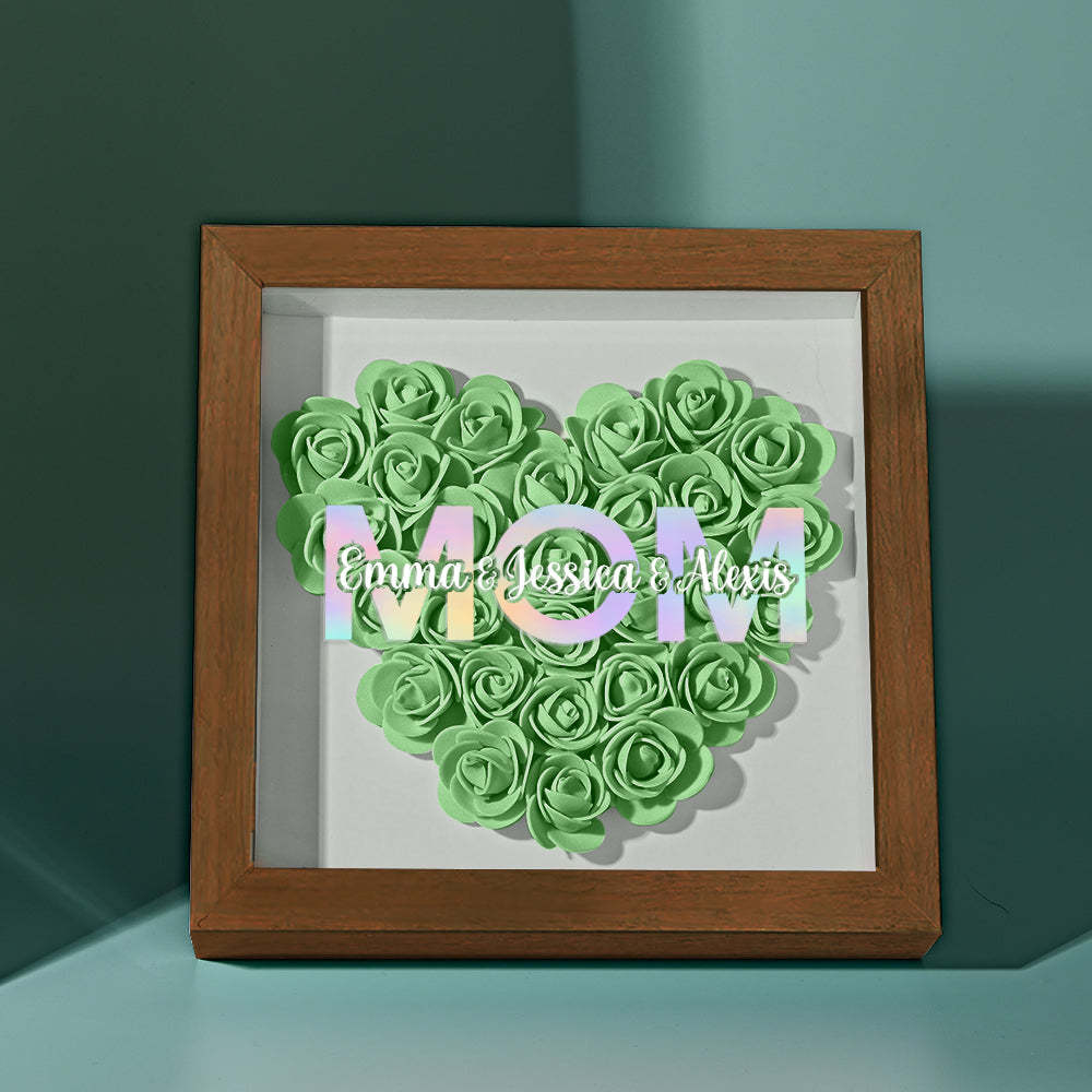 Custom Flower Shadow Box Frame with Name Mother's Day Gift - CustomPhotoWallet