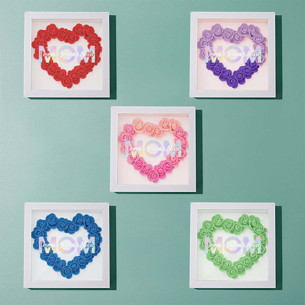 Custom Flower Shadow Box Frame with Name Mother's Day Gift - CustomPhotoWallet