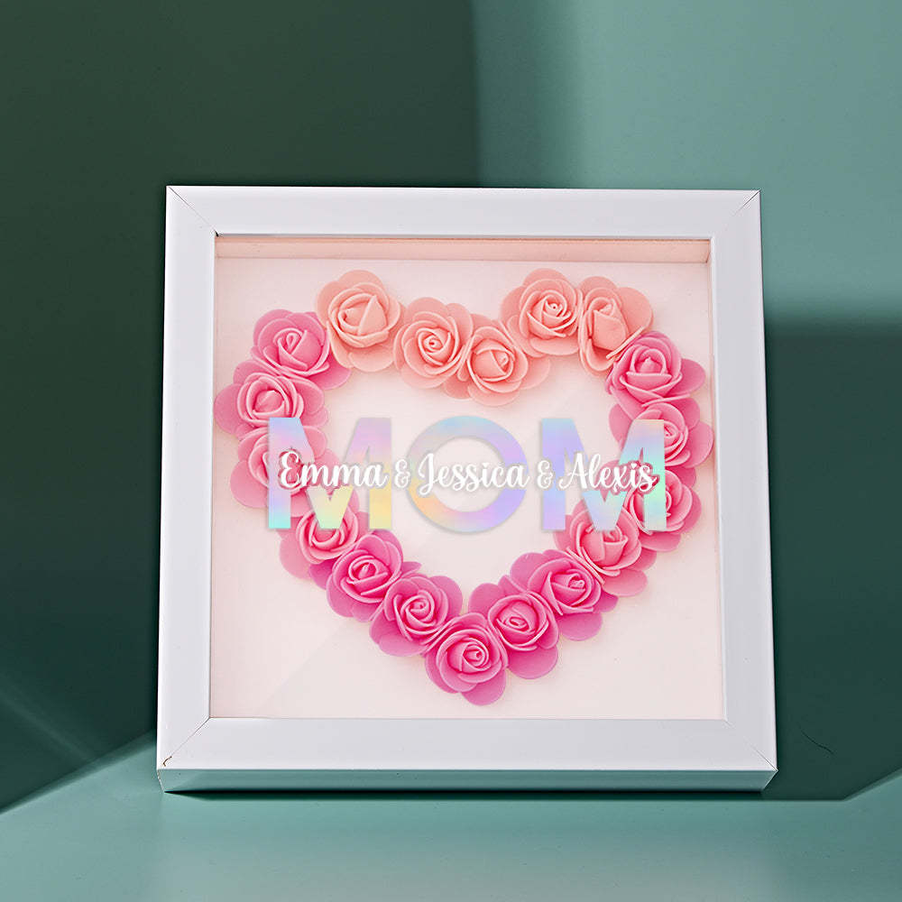 Custom Flower Shadow Box Frame with Name Mother's Day Gift - CustomPhotoWallet