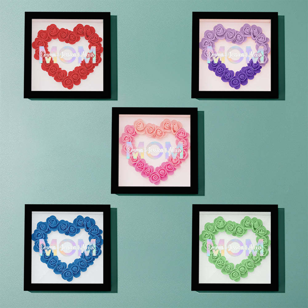 Custom Flower Shadow Box Frame with Name Mother's Day Gift - CustomPhotoWallet