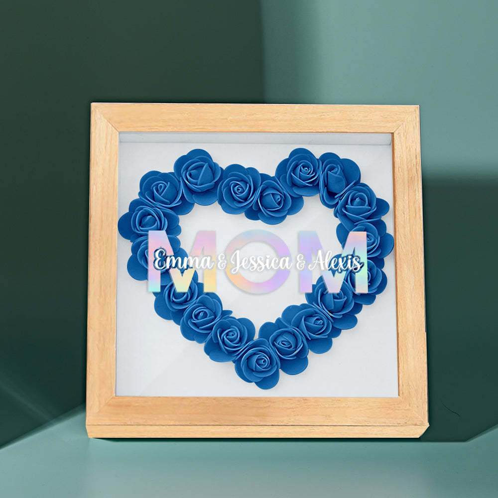 Custom Flower Shadow Box Frame with Name Mother's Day Gift - CustomPhotoWallet