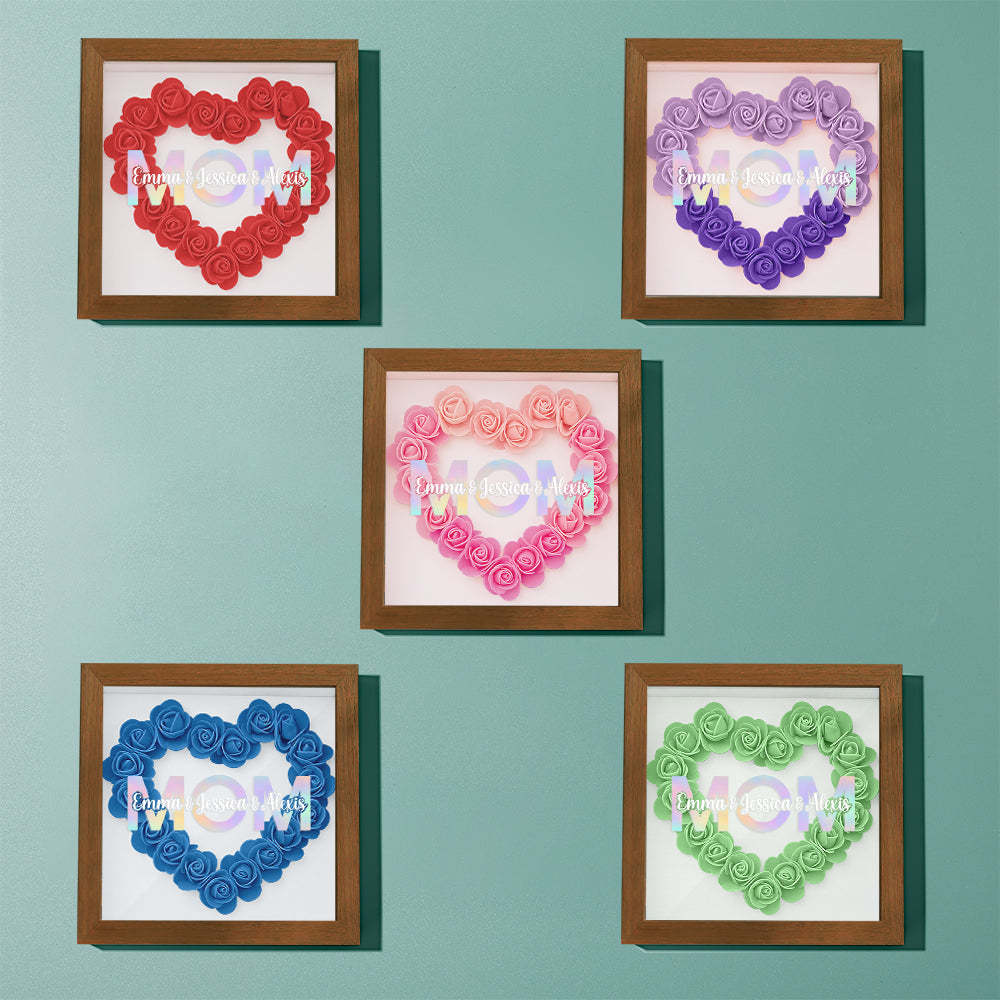 Custom Flower Shadow Box Frame with Name Mother's Day Gift - CustomPhotoWallet