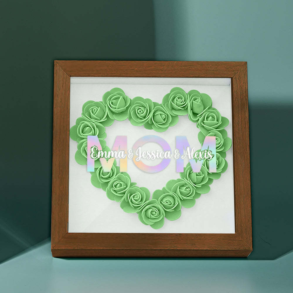 Custom Flower Shadow Box Frame with Name Mother's Day Gift - CustomPhotoWallet