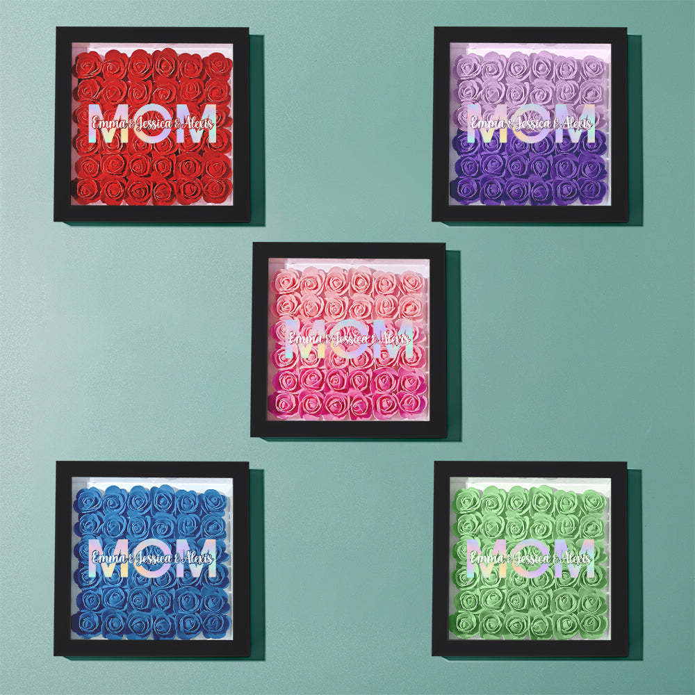 Custom Flower Shadow Box Frame with Name Mother's Day Gift - CustomPhotoWallet