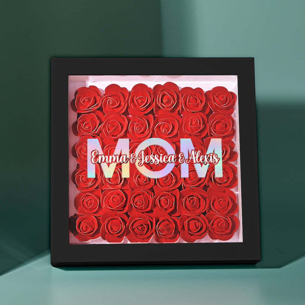 Custom Flower Shadow Box Frame with Name Mother's Day Gift - CustomPhotoWallet