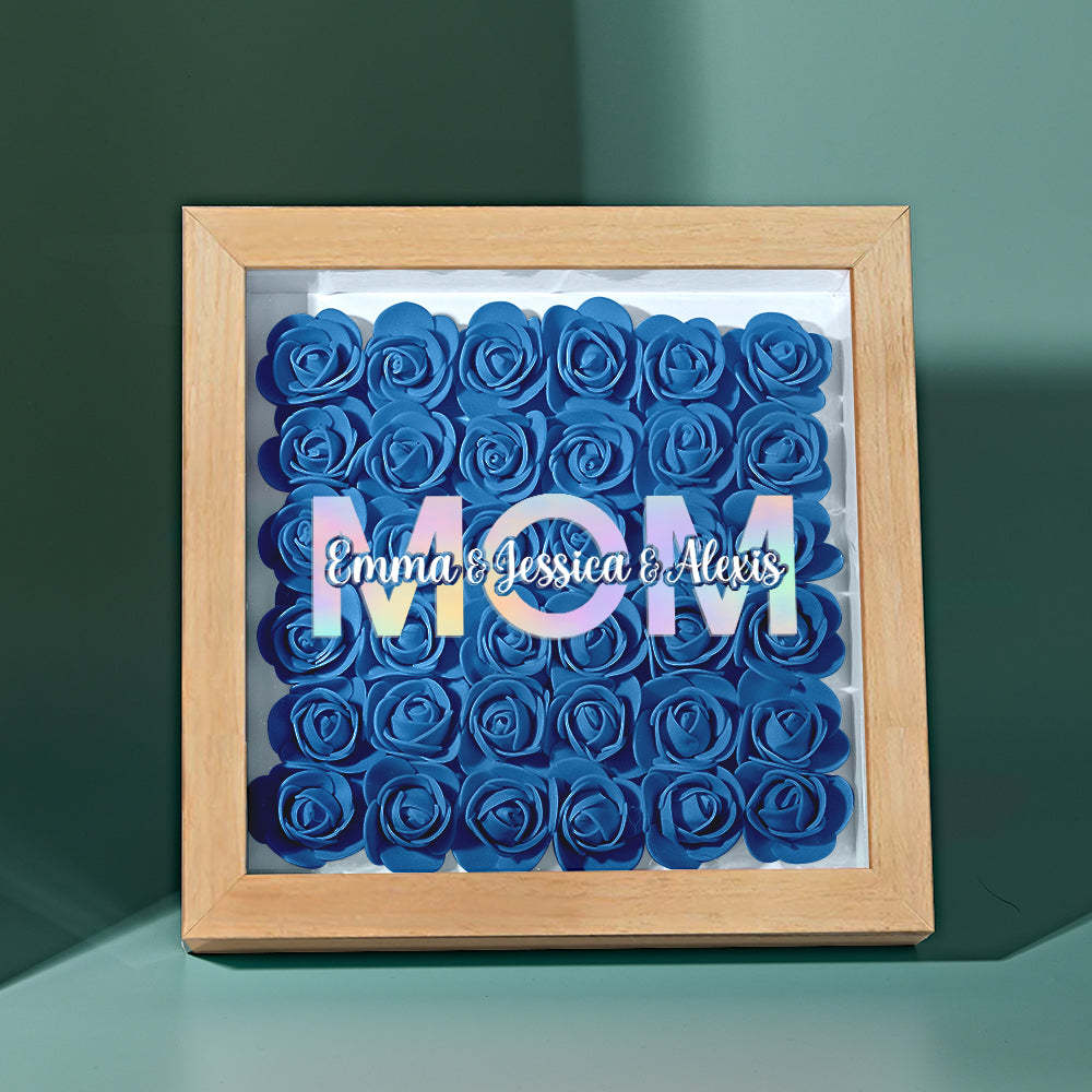 Custom Flower Shadow Box Frame with Name Mother's Day Gift - CustomPhotoWallet