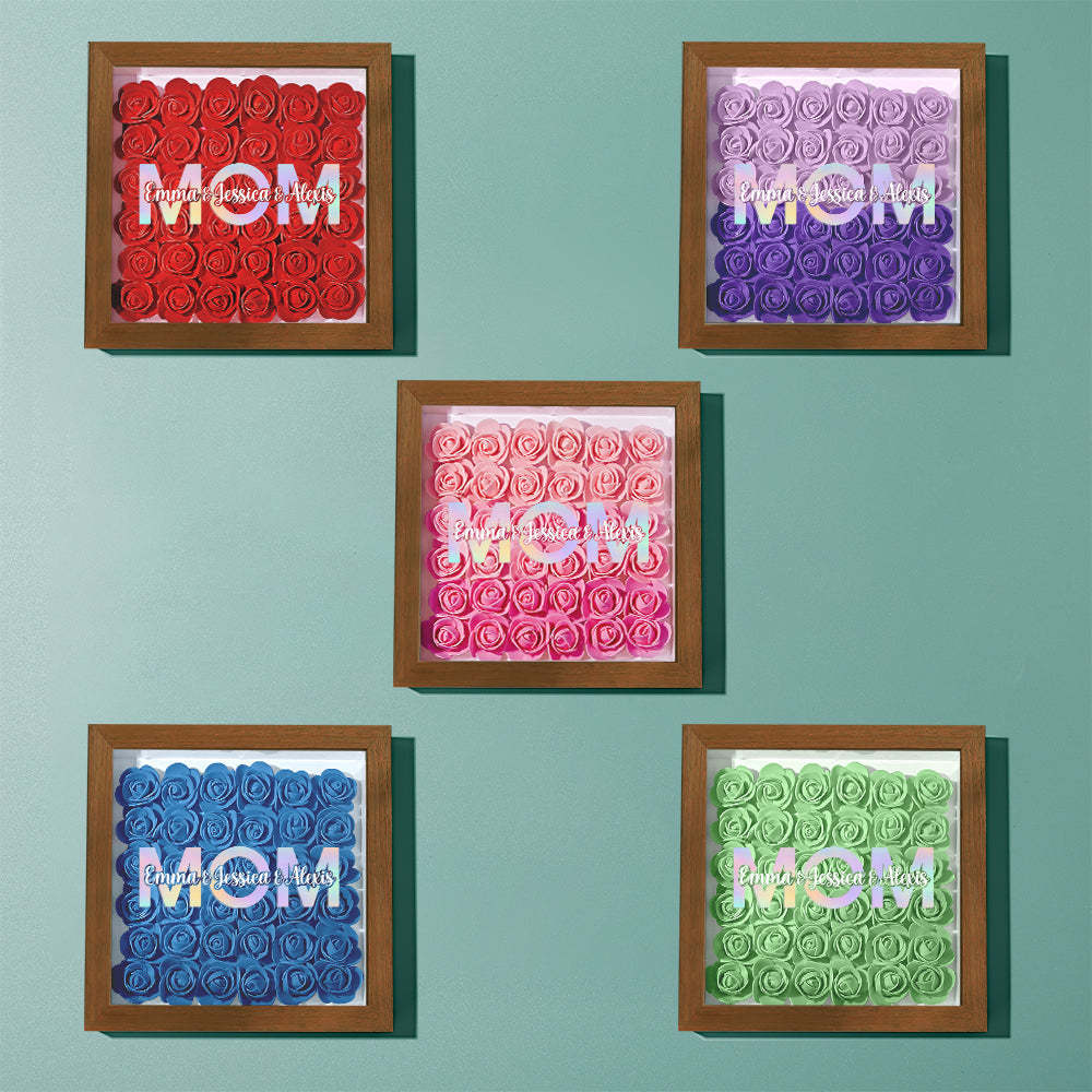 Custom Flower Shadow Box Frame with Name Mother's Day Gift - CustomPhotoWallet