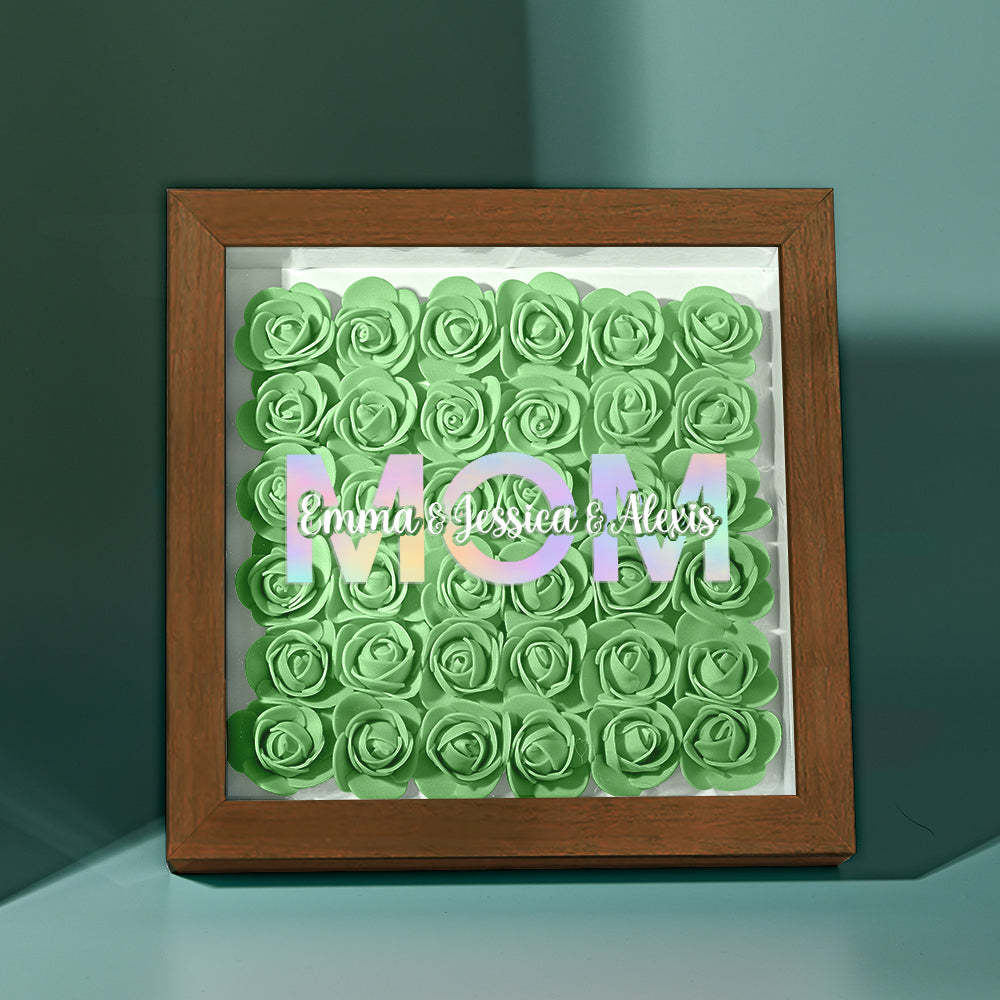 Custom Flower Shadow Box Frame with Name Mother's Day Gift - CustomPhotoWallet