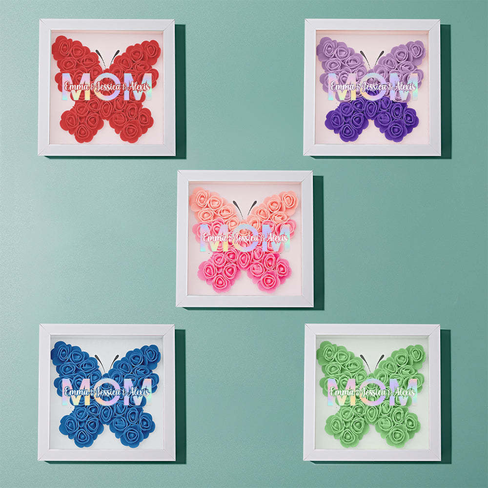 Custom Flower Shadow Box Frame with Name Mother's Day Gift - CustomPhotoWallet