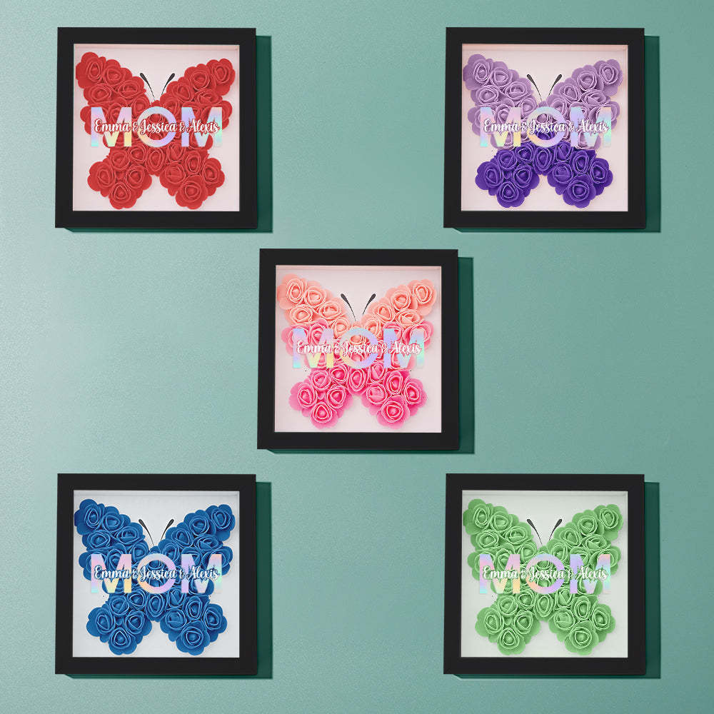 Custom Flower Shadow Box Frame with Name Mother's Day Gift - CustomPhotoWallet