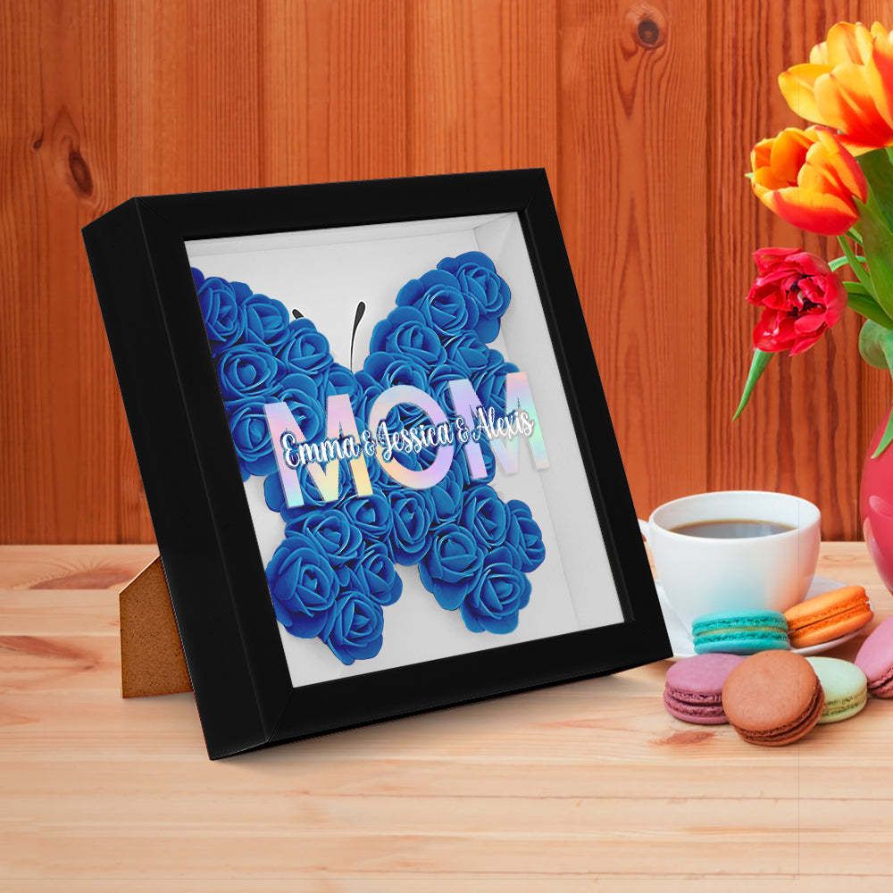Custom Flower Shadow Box Frame with Name Mother's Day Gift - CustomPhotoWallet