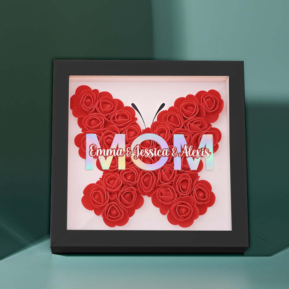 Custom Flower Shadow Box Frame with Name Mother's Day Gift - CustomPhotoWallet