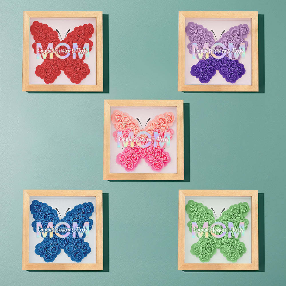 Custom Flower Shadow Box Frame with Name Mother's Day Gift - CustomPhotoWallet