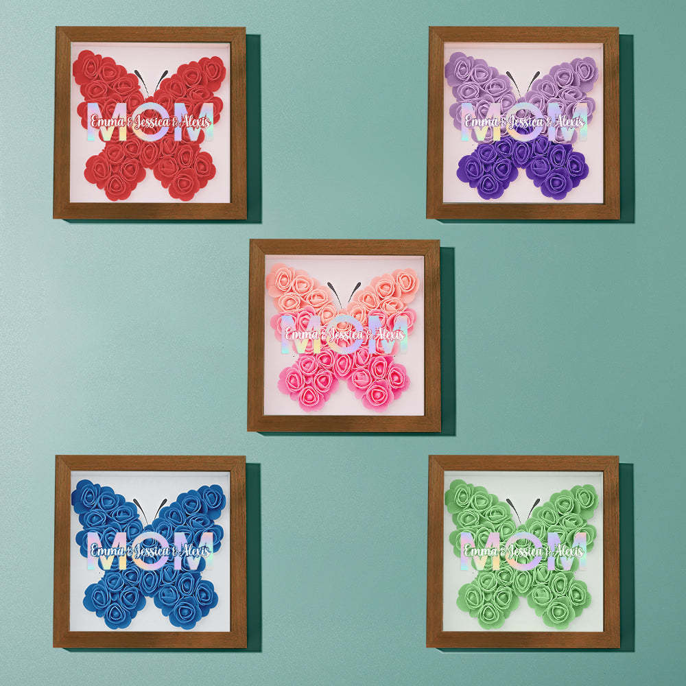 Custom Flower Shadow Box Frame with Name Mother's Day Gift - CustomPhotoWallet