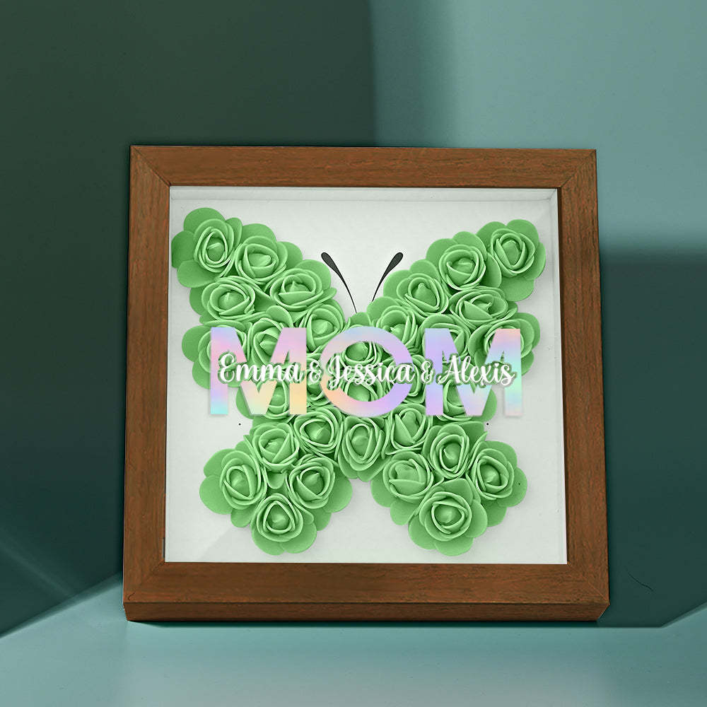 Custom Flower Shadow Box Frame with Name Mother's Day Gift - CustomPhotoWallet