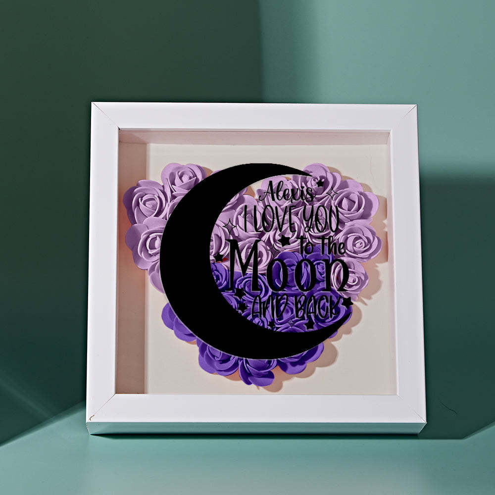 Custom Flower Shadow Box Personalized Moon Flower Shadowbox Frame Mother's Day Gift - CustomPhotoWallet