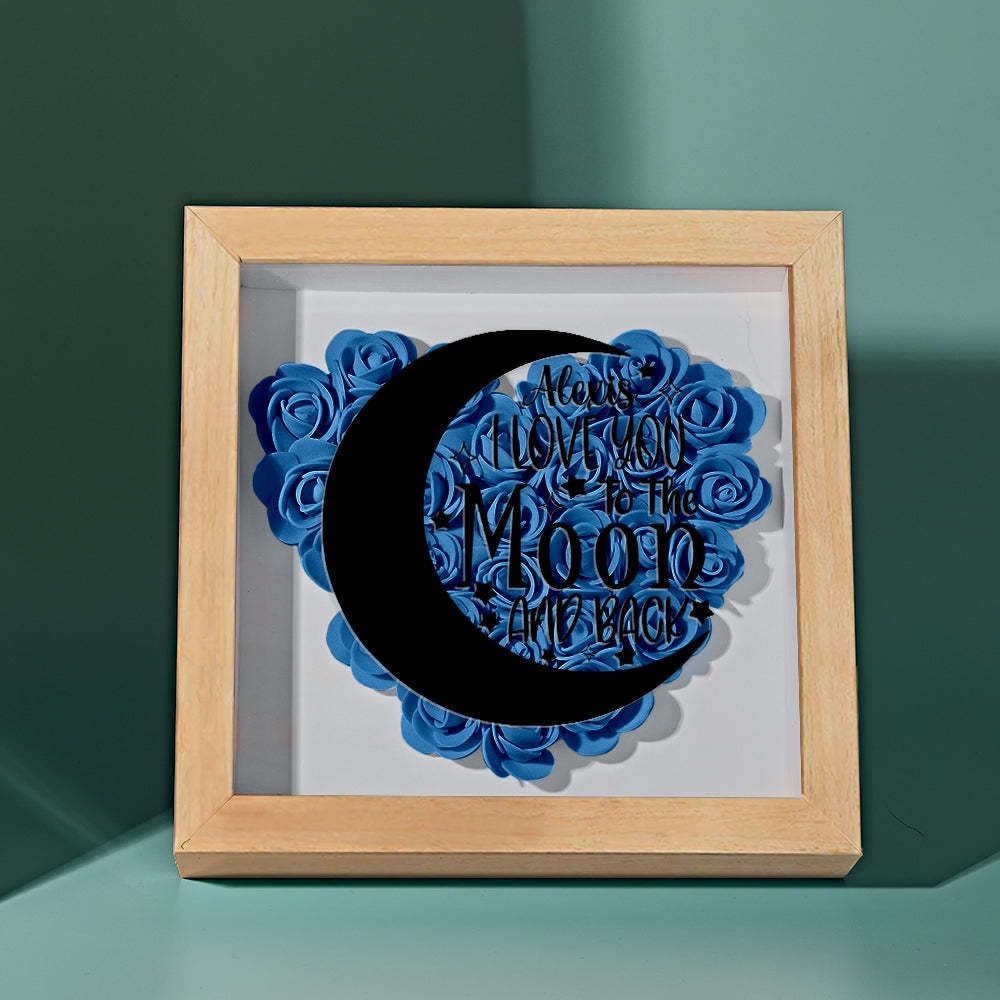 Custom Flower Shadow Box Personalized Moon Flower Shadowbox Frame Mother's Day Gift - CustomPhotoWallet
