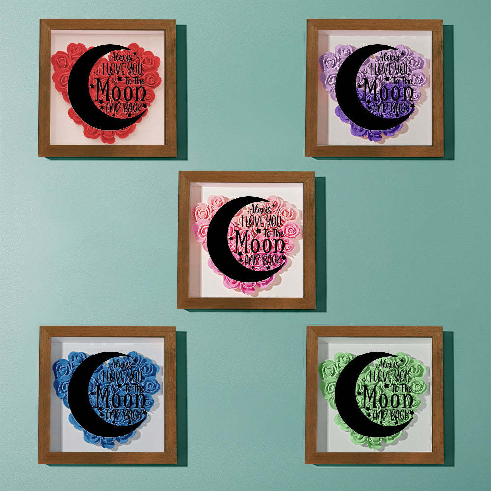 Custom Flower Shadow Box Personalized Moon Flower Shadowbox Frame Mother's Day Gift - CustomPhotoWallet
